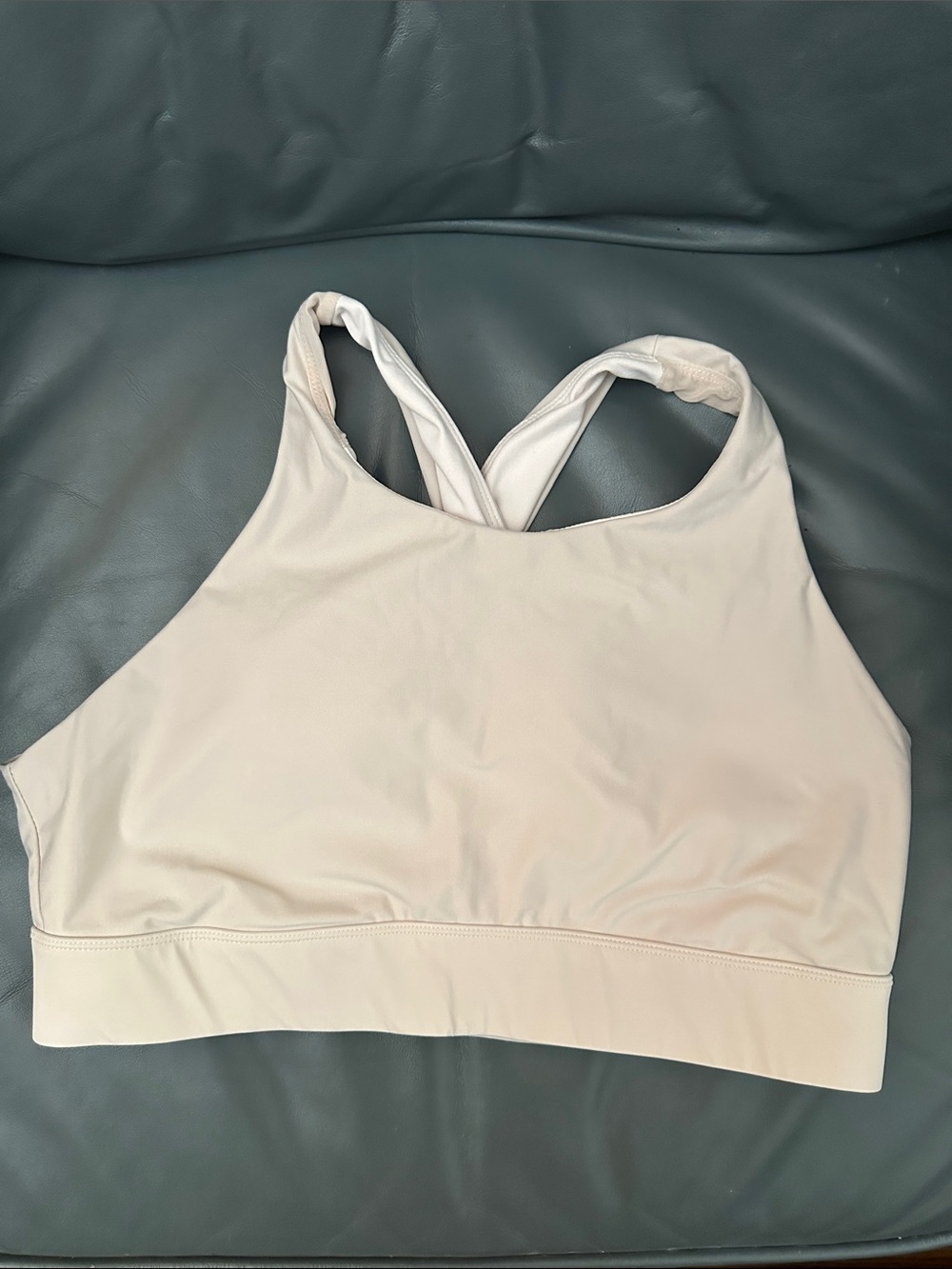 Fabletics High Impact Light Cream Cross-Back Sports Bra